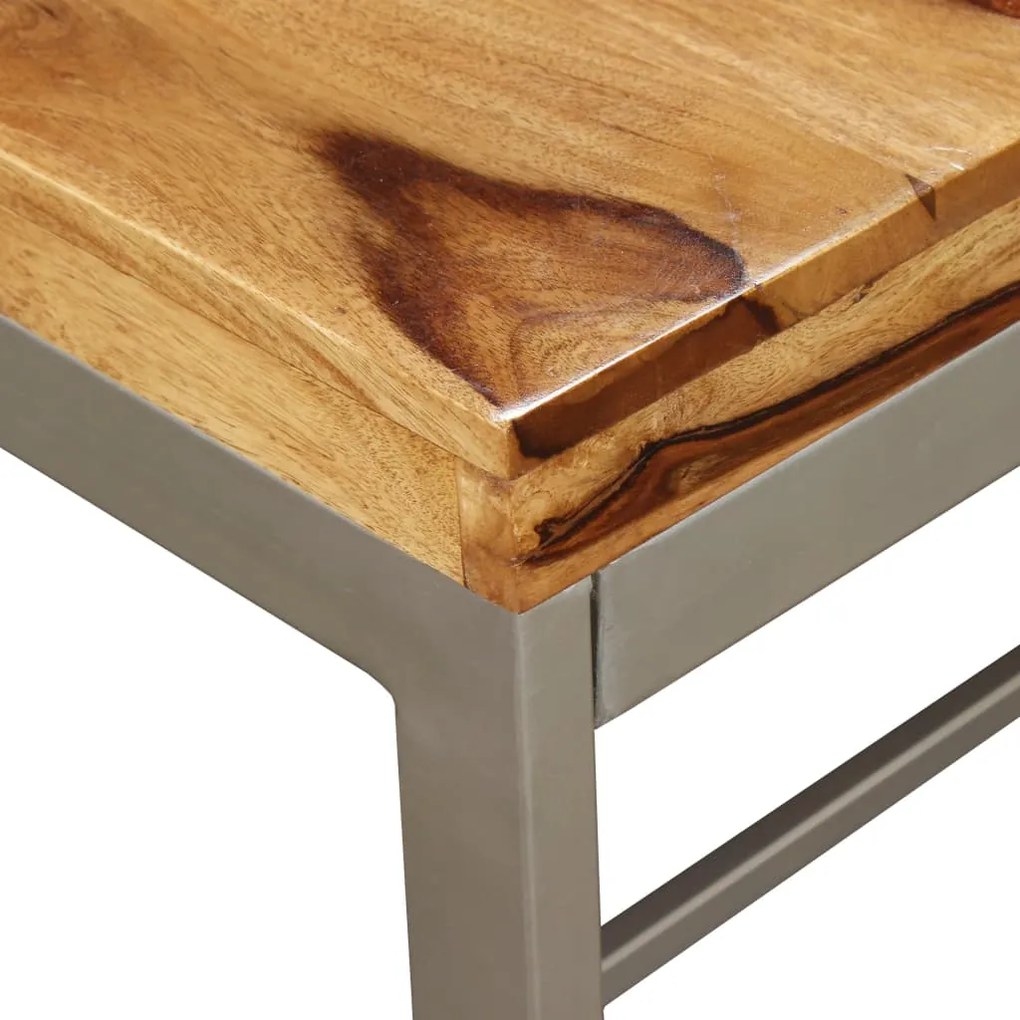 Mesa de jantar madeira de acácia maciça e aço 180 cm