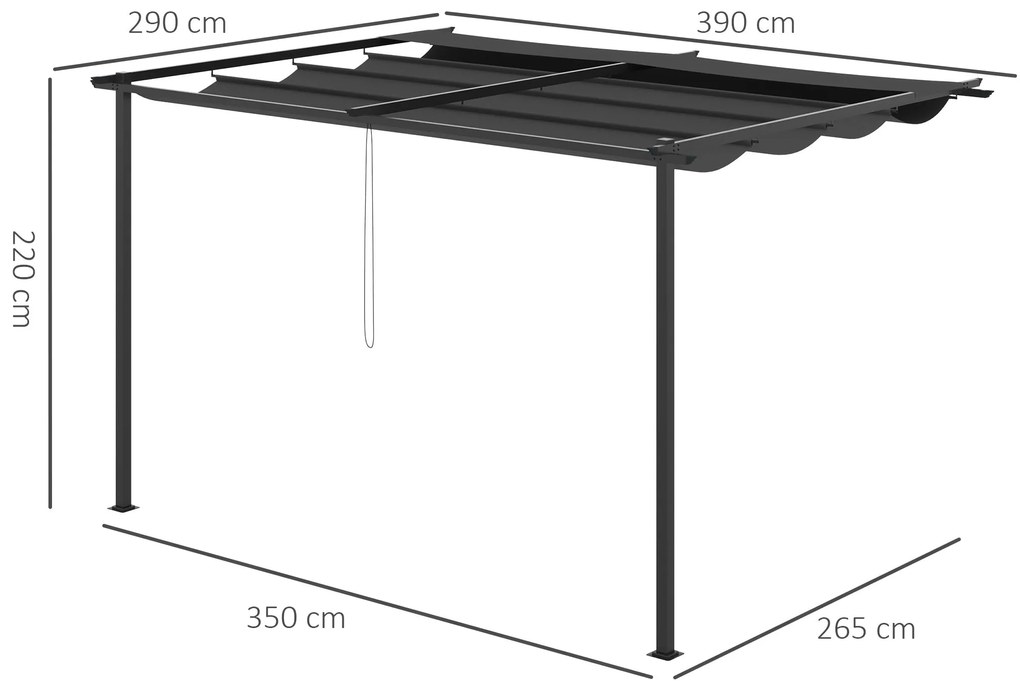 Pérgola de Parede de Jardim 3,9x2,9 m Pérgola com Teto Retrátil Tecido