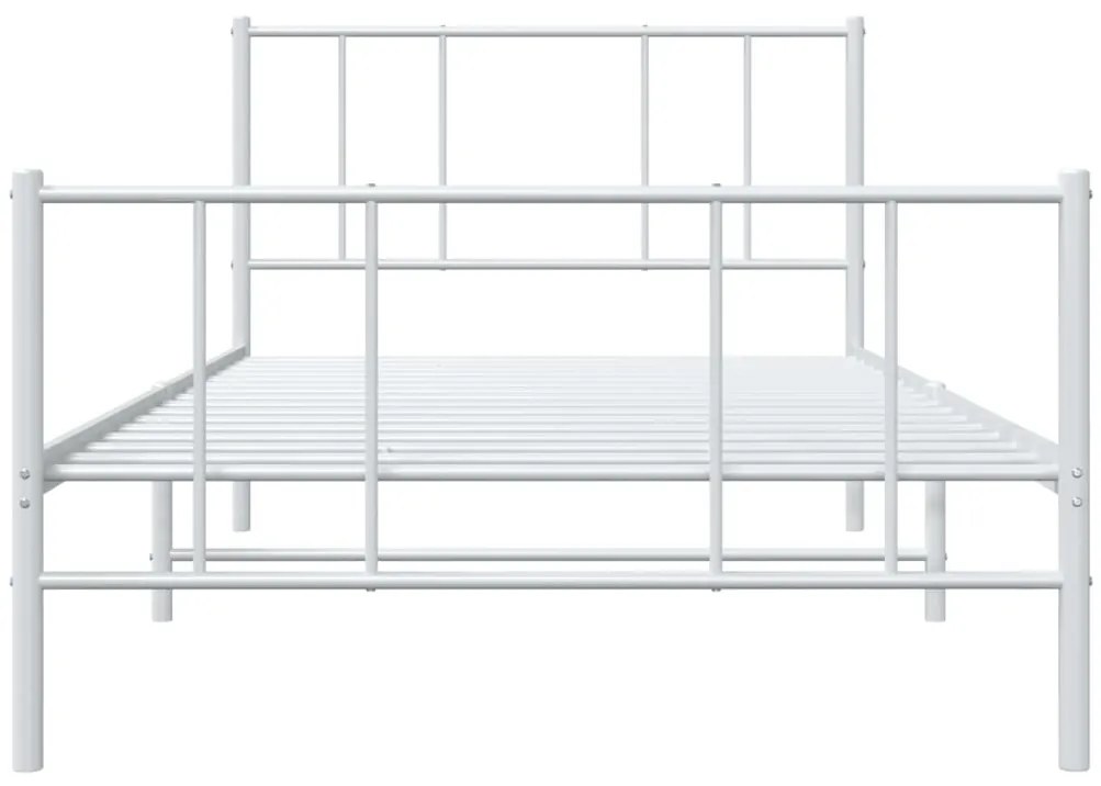 Estrutura de cama com cabeceira e pés 80x200 cm metal branco
