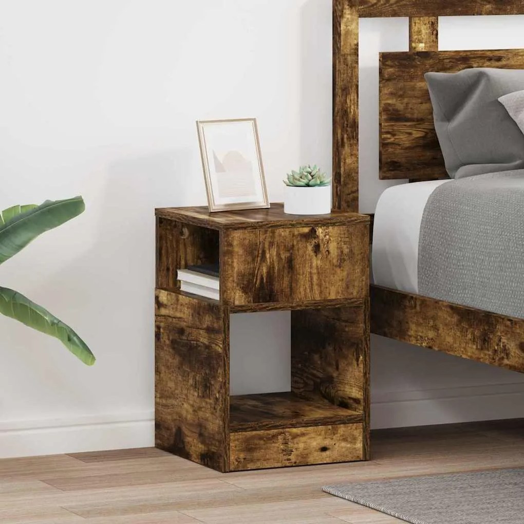 vidaXL Mesa de apoio 2 pcs Carvalho Defumado 30,5 x 30 x 45 cm