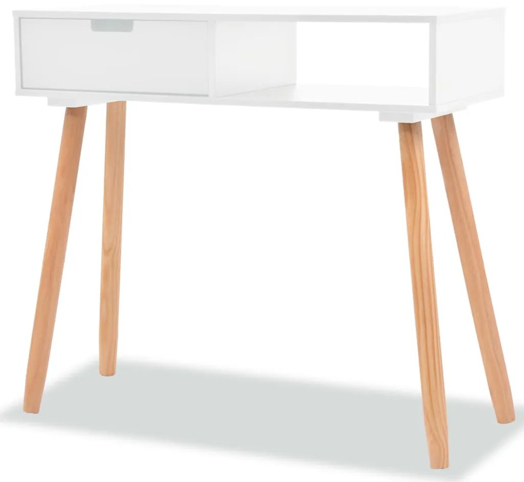 244737 vidaXL Mesa consola de pinho maciço 80x30x72 cm branco