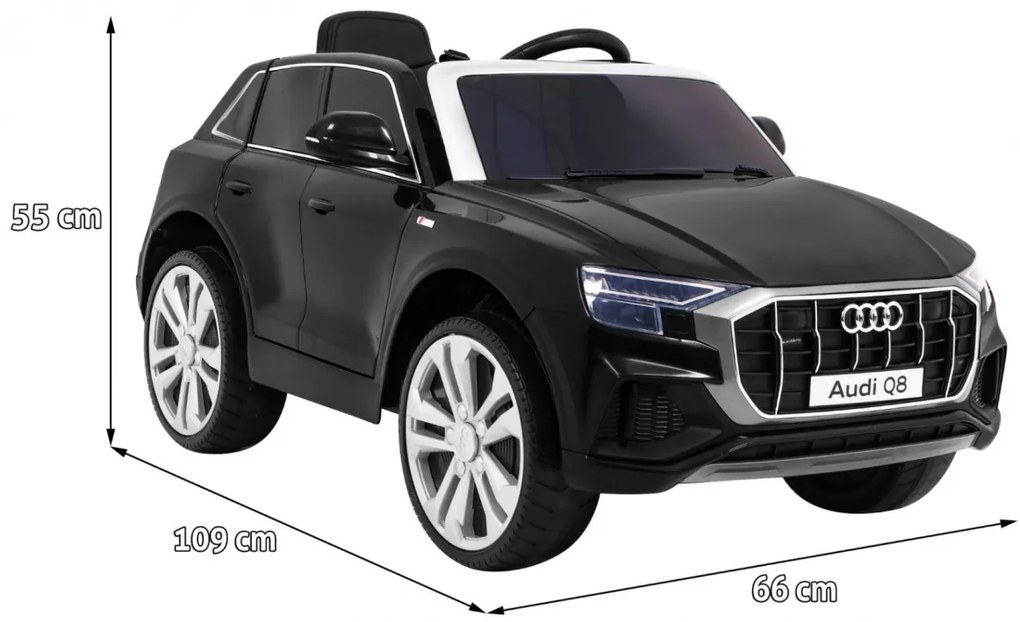 Carro elétrico para Crianças 12V Audi Q8 LIFT Rodas de EVA, Assento de couro Preto