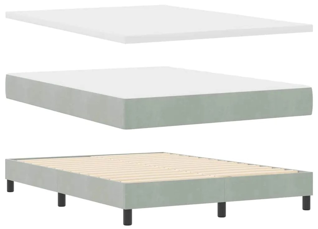 Cama Box Spring vidaXL com Colchão Cinza-Claro 140x190 cm Veludo