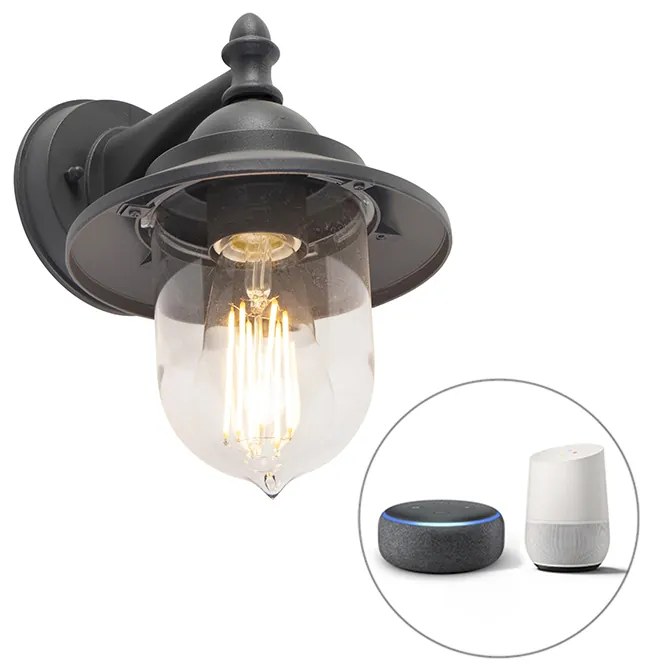 LED Candeeiro de parede exterior inteligente cinzento escuro com Wi-Fi ST64 - Oxford Clássico / Antigo,Country / Rústico,Rústico