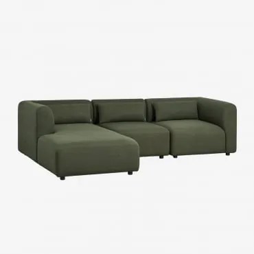 Sofá Modular Fogler De 3 Peças Com Chaise Longue Esquerda Chenille Verde Sálvia - Sklum