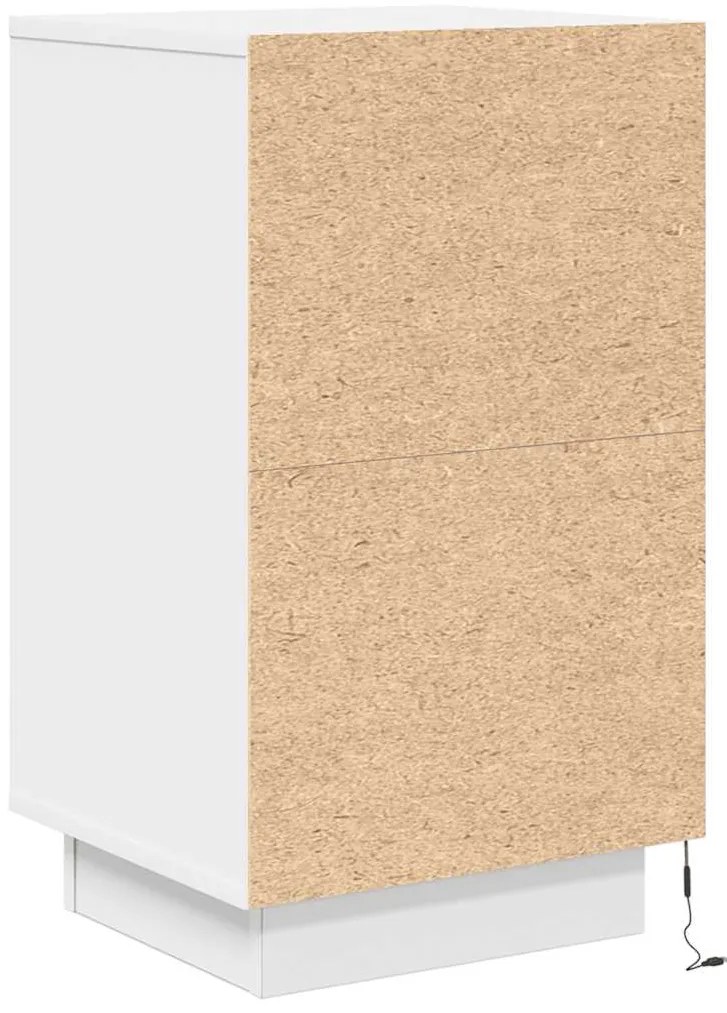 Mesa de cabeceira com luzes LED 38x34x65 cm branco