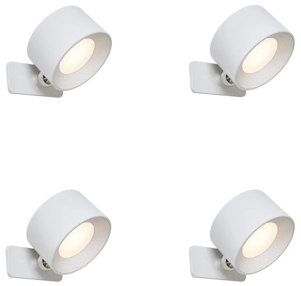 Set van 4 moderne wand- en plafondlampen wit incl. LED oplaadbaar - Bright Moderno