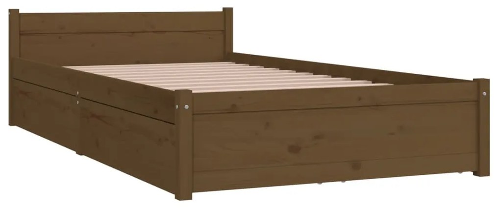 Estrutura de cama c/ gavetas 90x190 cm castanho mel