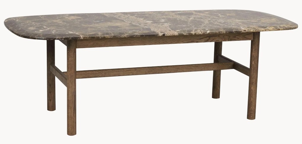 Mesa de centro oval em mármore e madeira de carvalho Hammond