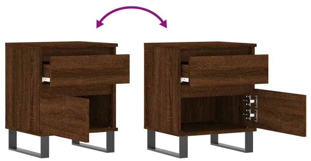 Mesas de cabeceira 2 pcs derivados de madeira carvalho castanho