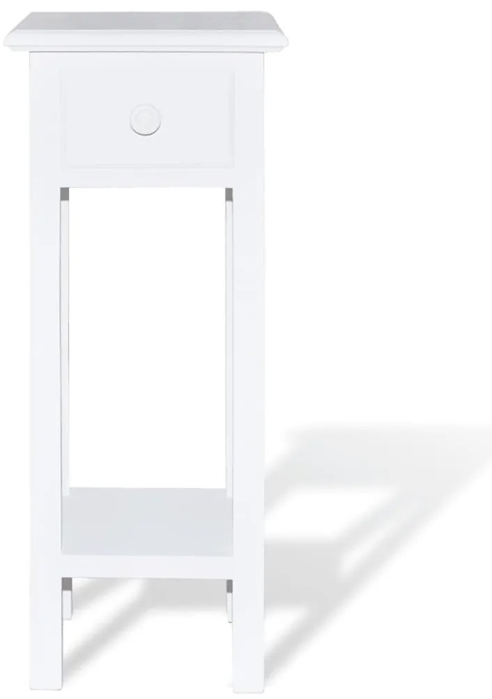 Mesa lateral com gaveta branco