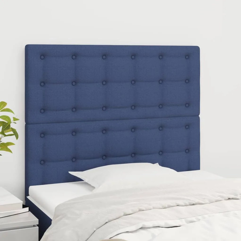 Cabeceira de cama 2 pcs tecido 90x5x78/88 cm azul