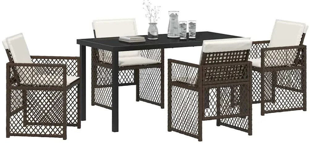 Conjunto de Jantar de Jardim vidaXL de 5 Peças com Almofadas Vime Sint