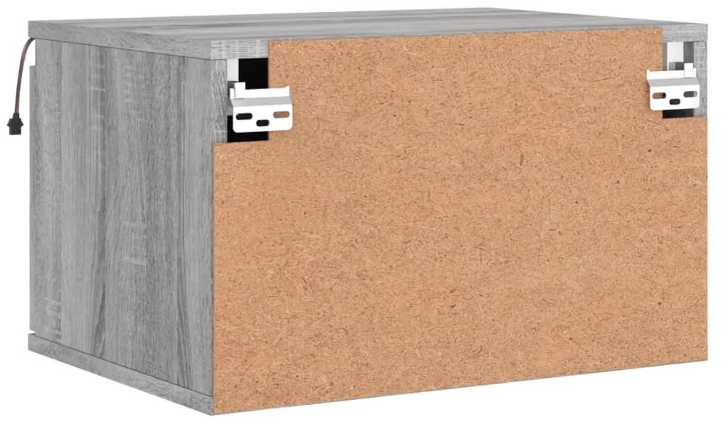Mesa de cabeceira de parede com luzes LED cinzento sonoma