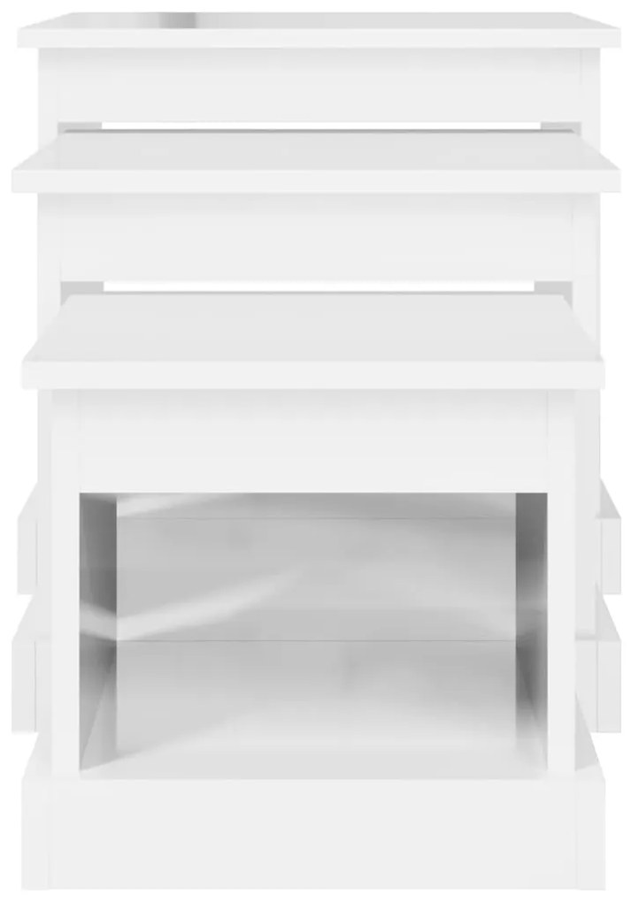 Mesas de centro 3 pcs derivados de madeira branco brilhante