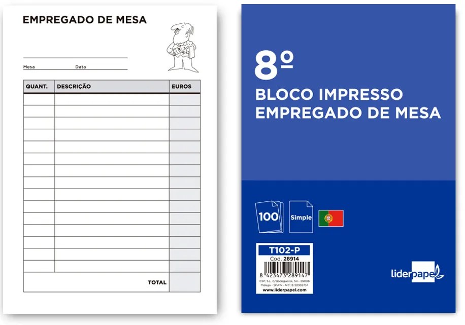 Bloco de Empregado de Mesa Simples 105x155 mm