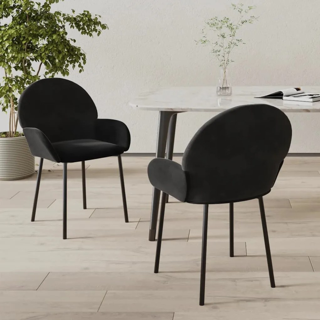 Cadeiras de jantar 2 pcs veludo preto