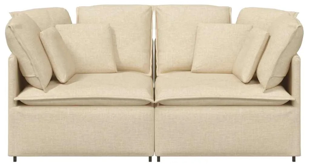Sofá modular com almofadas tecido creme