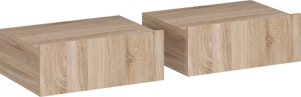 HOMCOM Conjunto de 2 Mesas de Cabeceira Flutuantes com 1 Gaveta para Quarto 40x30x15 cm Carvalho | Aosom Portugal