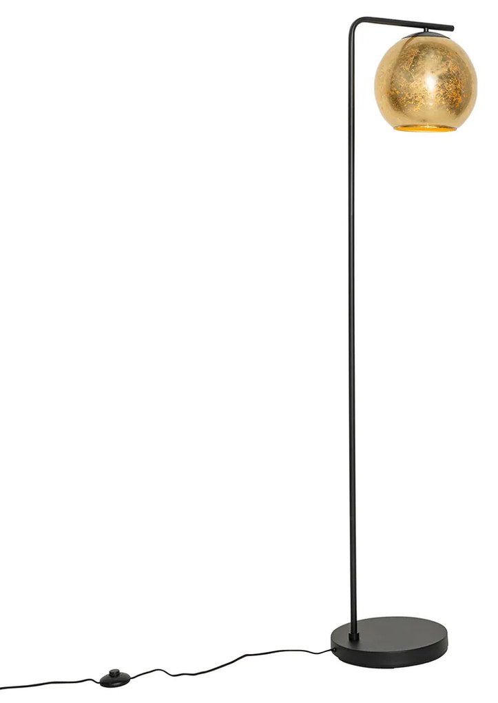 Candeeiro de Pé Design Preto com Vidro Dourado - Bert