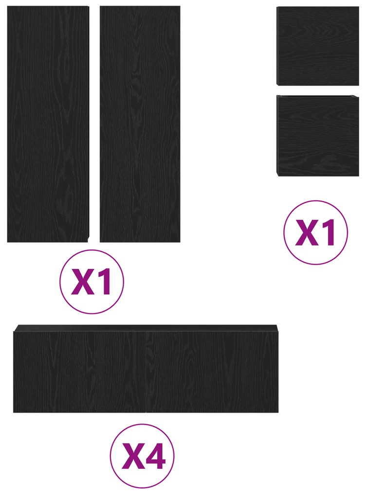 Conjunto de Estante de TV de 8 Peças - Montado na Parede, Carvalho Pre