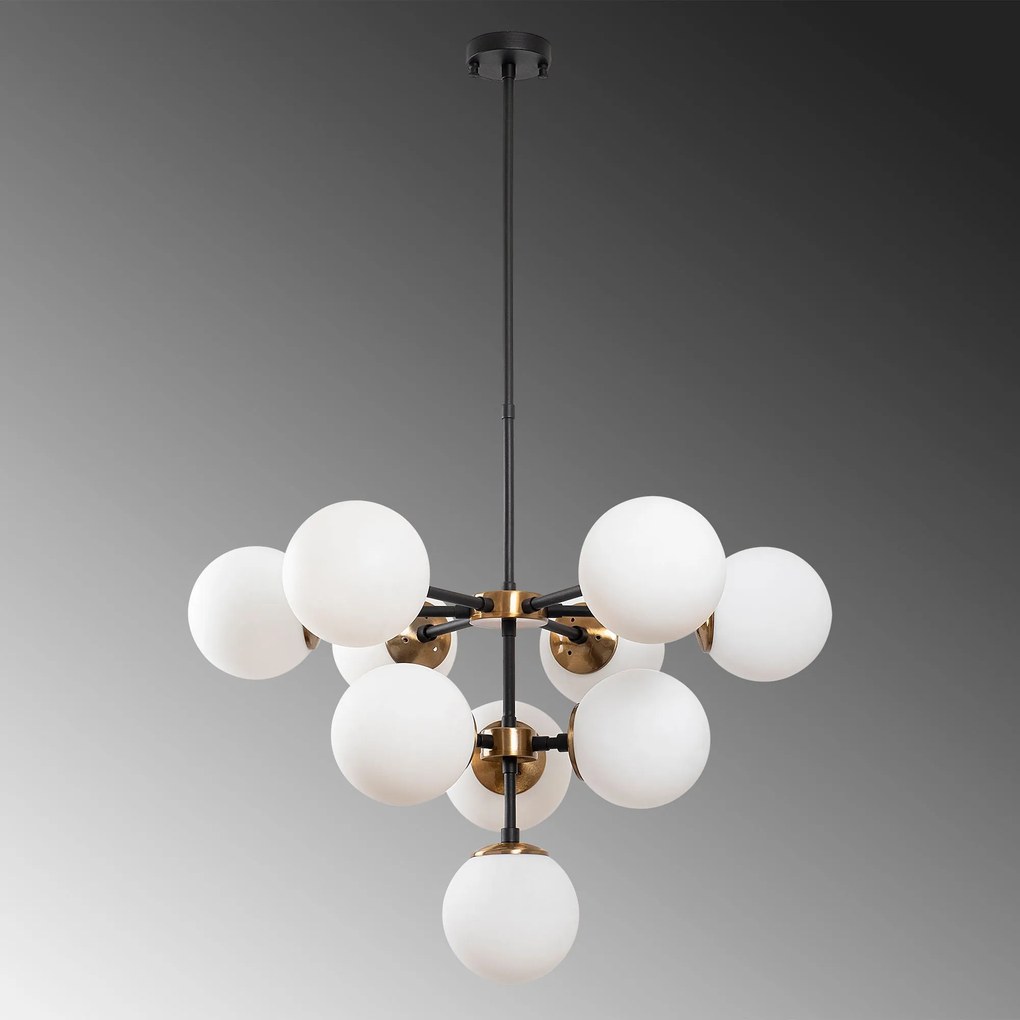 Candeeiro de Teto Akkas – Preto – 74 x 74 x 66-108 cm