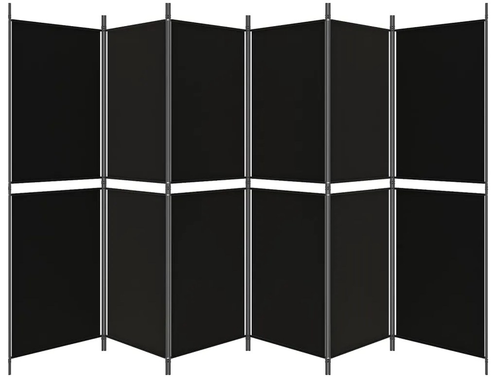 Divisória/biombo com 6 painéis 300x180 cm tecido preto