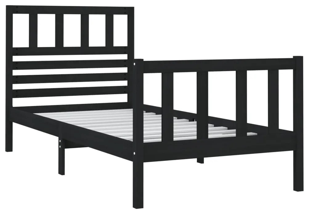 Estrutura cama pequena solteiro 75x190 cm madeira maciça preto