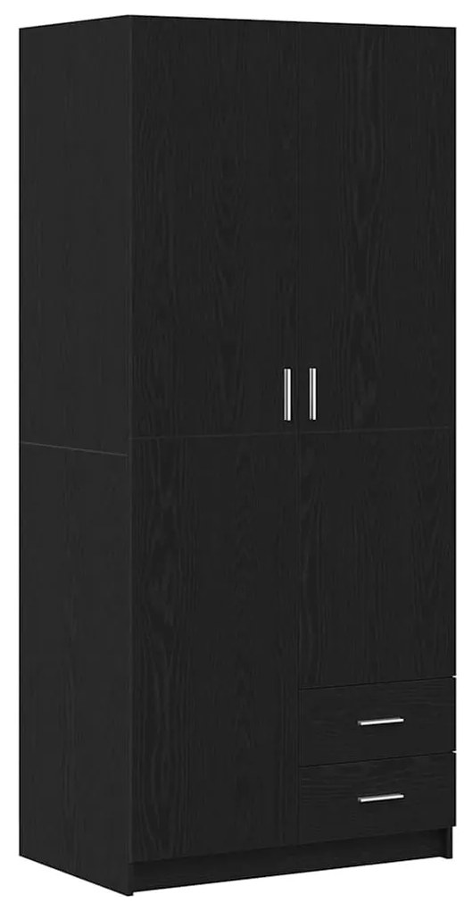 Guarda-roupa vidaXL Preto Carvalho 80x52x180 cm Madeira de engenharia