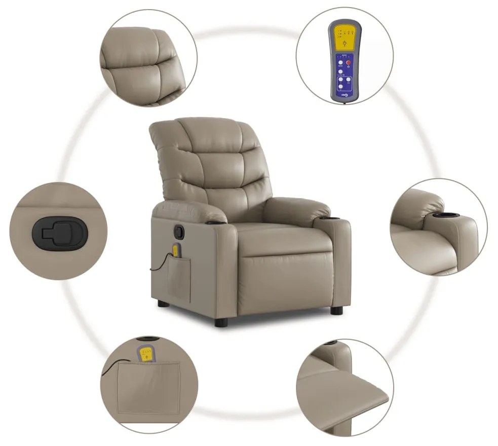 Poltrona de massagens reclinável couro artificial cappuccino