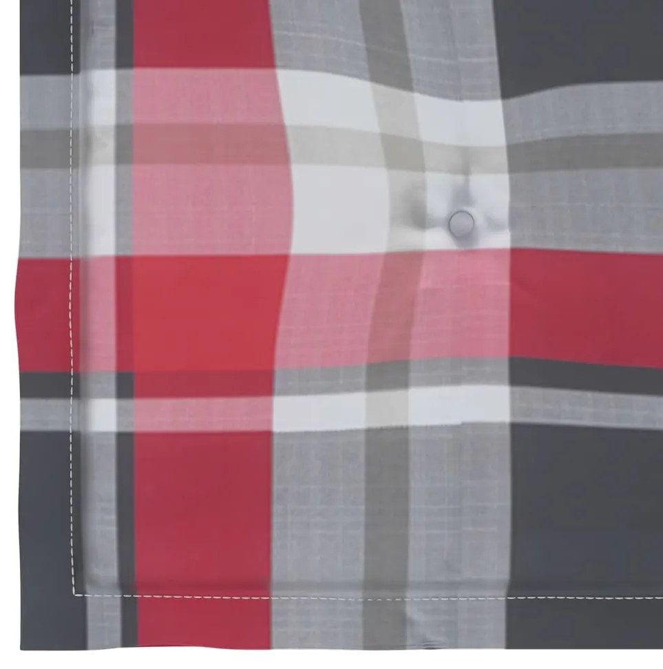 Cadeiras jardim c/ almofadões xadrez vermelho 6 pcs teca maciça