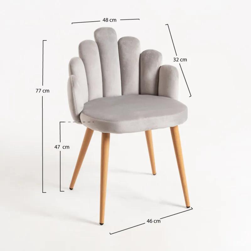 Cadeira Hand Veludo - Cinza