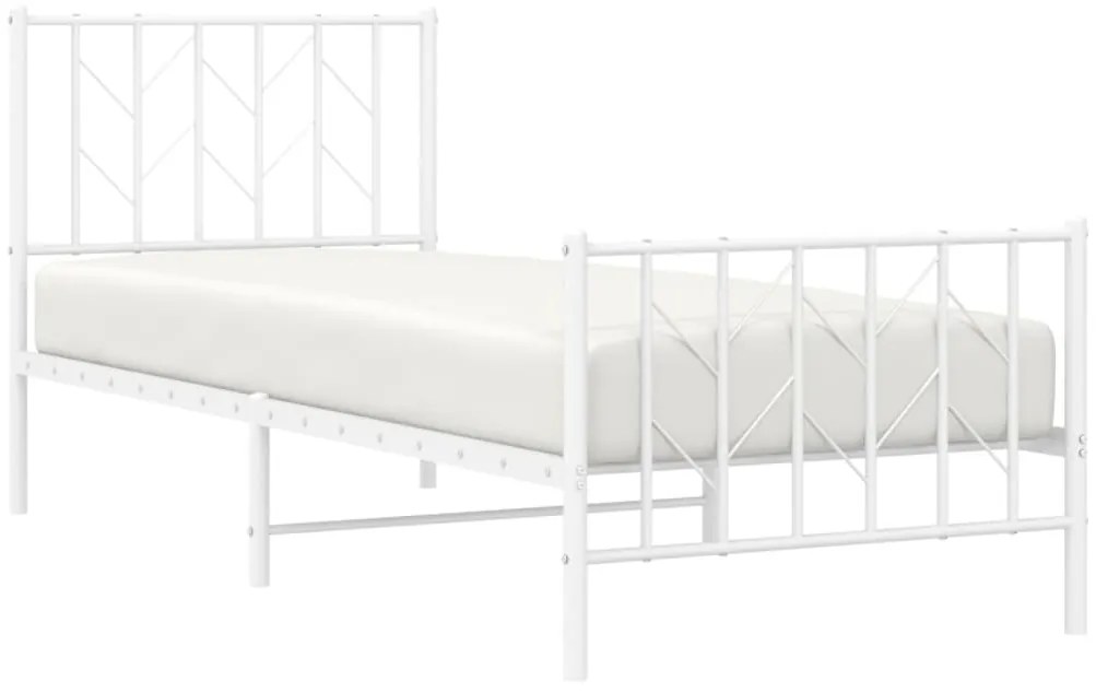 Estrutura de cama com cabeceira e pés 80x200 cm metal branco