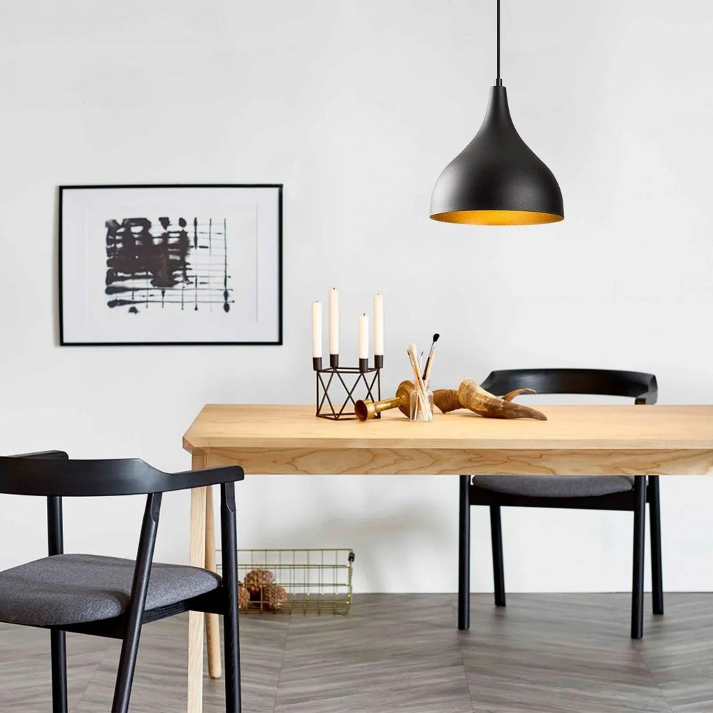 Candeeiro de Teto Saglam – Preto e Dourado – 26 cm x 126 cm