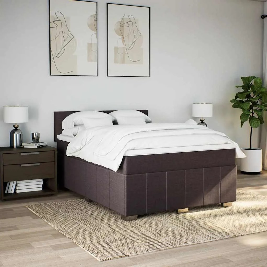 Cama com molas/colchão 140x190 cm tecido castanho-escuro