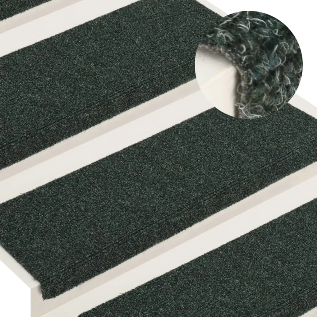 vidaXL Tapetes de escada 15 pcs 65x21x4 cm tecido agulhado castanho