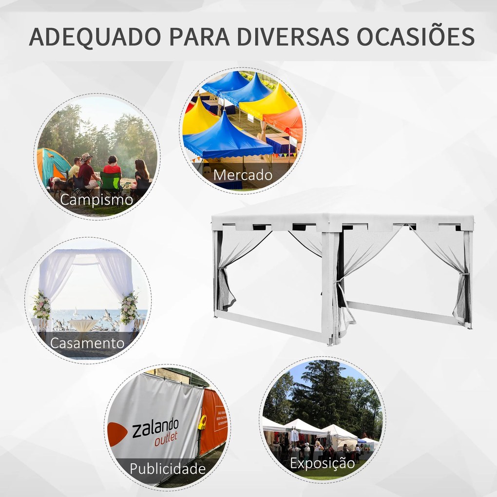 Outsunny Tenda de Jardim 4x3 m Tenda Desmontável de Exterior com 4 Mos