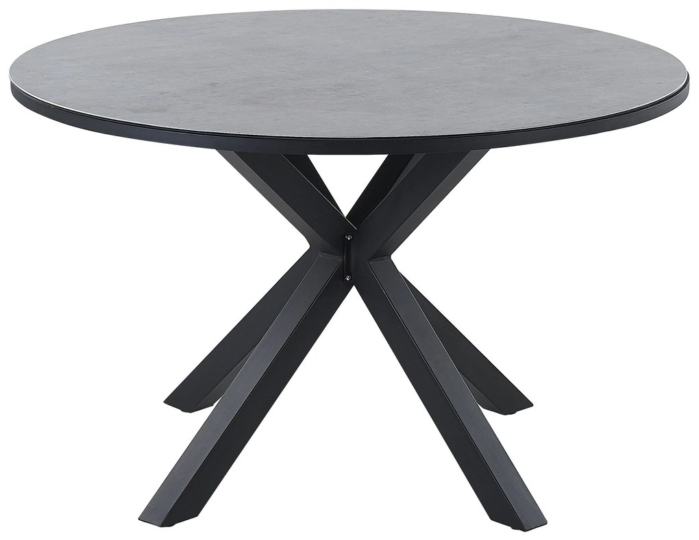 Mesa de jardim redonda em alumínio cinzento e preto ⌀ 120 cm MALETTO Beliani