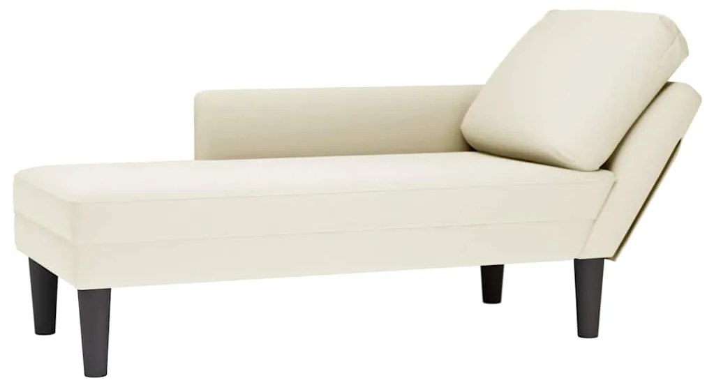 vidaXL Chaise lounge c/ almofada/apoio de braços direito veludo creme