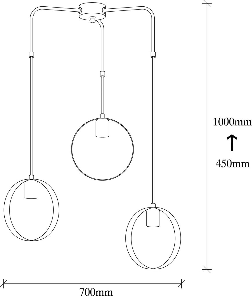 Candeeiro de Teto Halka – Ouro e Preto – Diâmetro 70 cm, Altura 100 cm