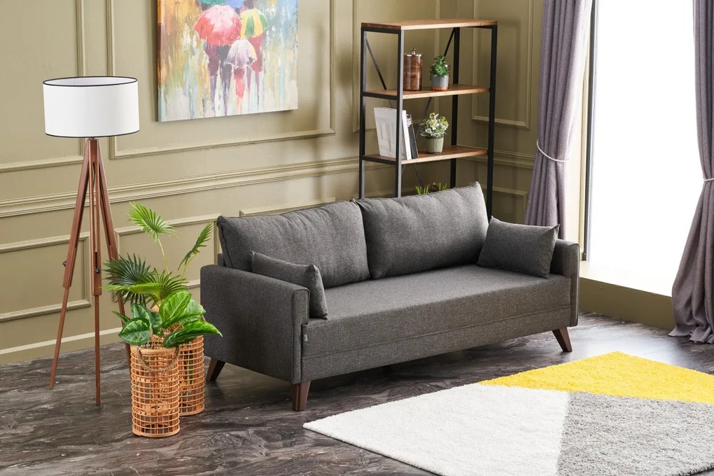 Sofá de 3 Lugares Bella – Antracite – 208x85x81 cm