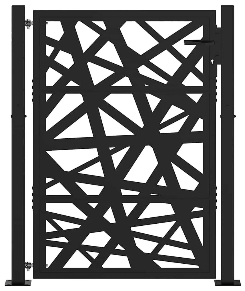 Portão de jardim 105x130 cm preto com luz em aço