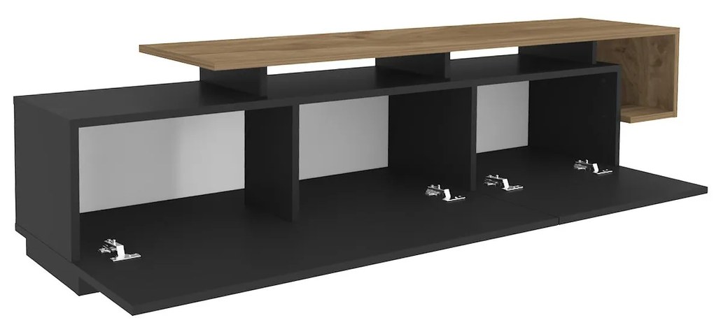 Móvel TV Pia – Preto e Nogueira – 180 x 46,4 x 38,9 cm
