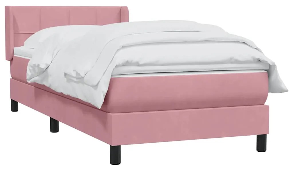 Cama com molas/colchão 80x220 cm veludo rosa