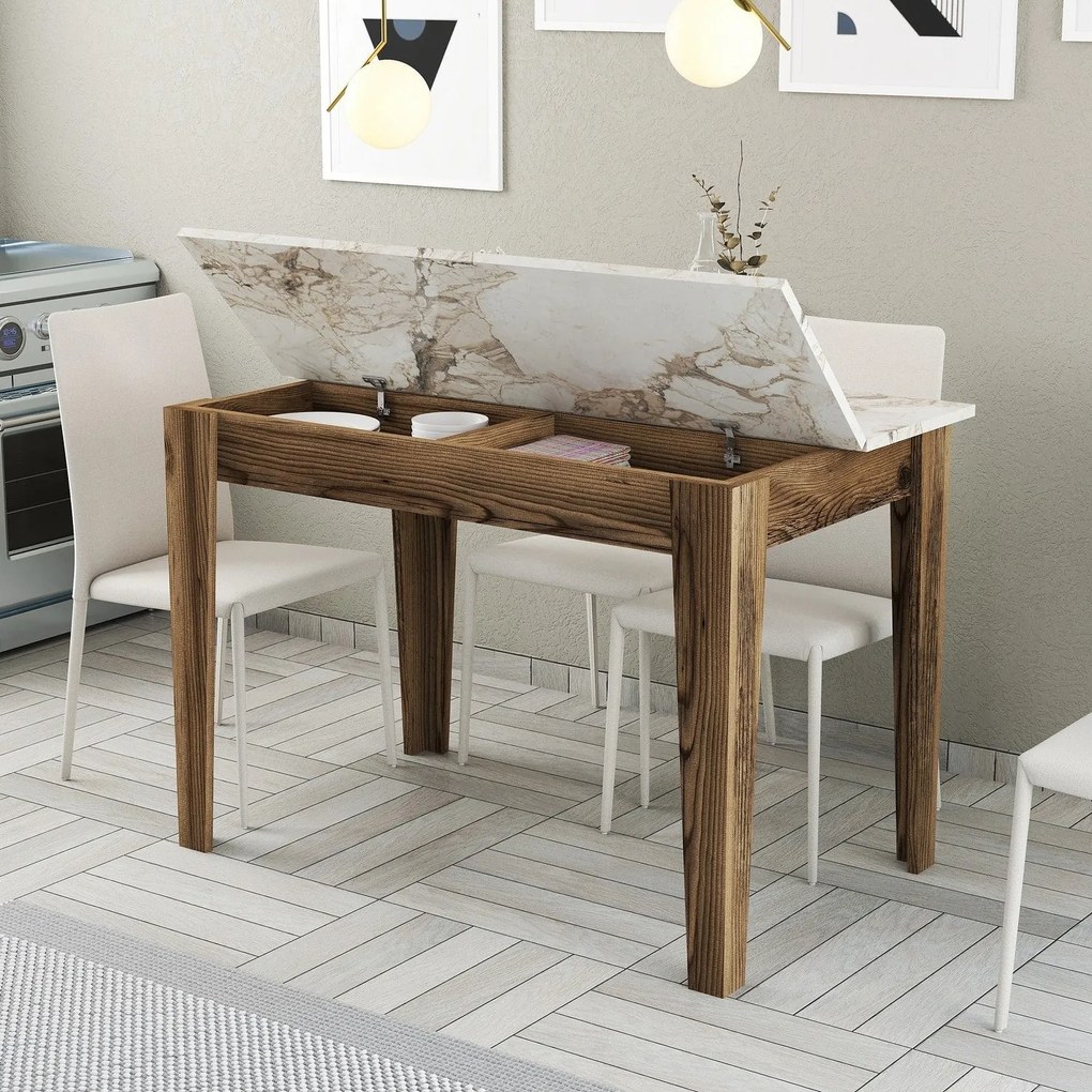 Mesa de Cozinha Kiev – Nogueira e Branco – 110x75x72 cm