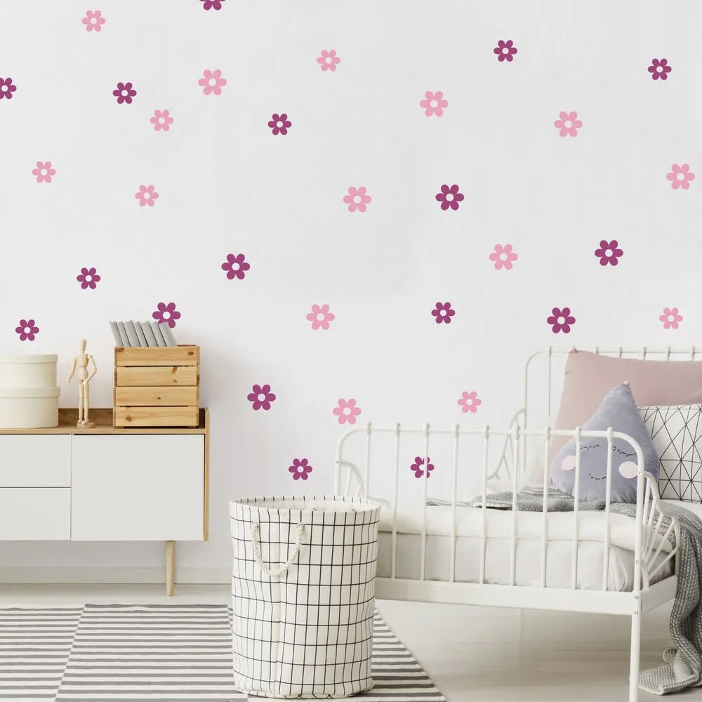Autocolantes para quarto de menina - Flores em rosa