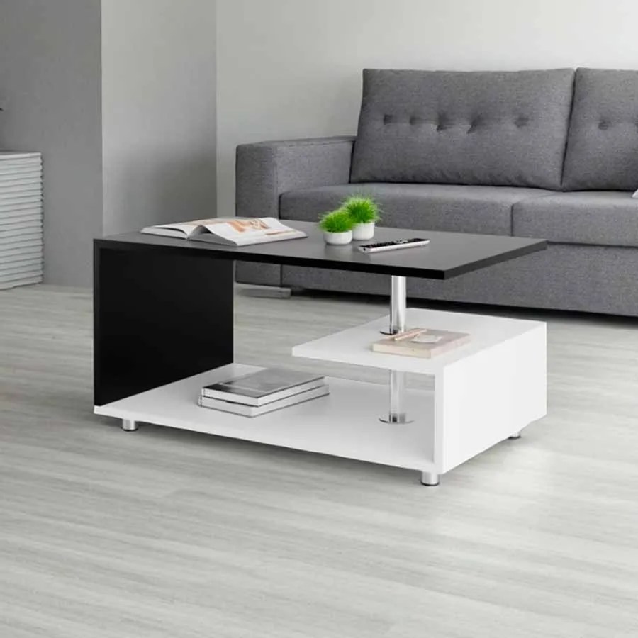 Mesa de centro Orlando 95x55x50cm Branco/Preto