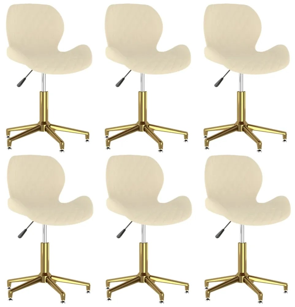vidaXL Cadeiras de jantar giratórias 6 pcs veludo cor creme
