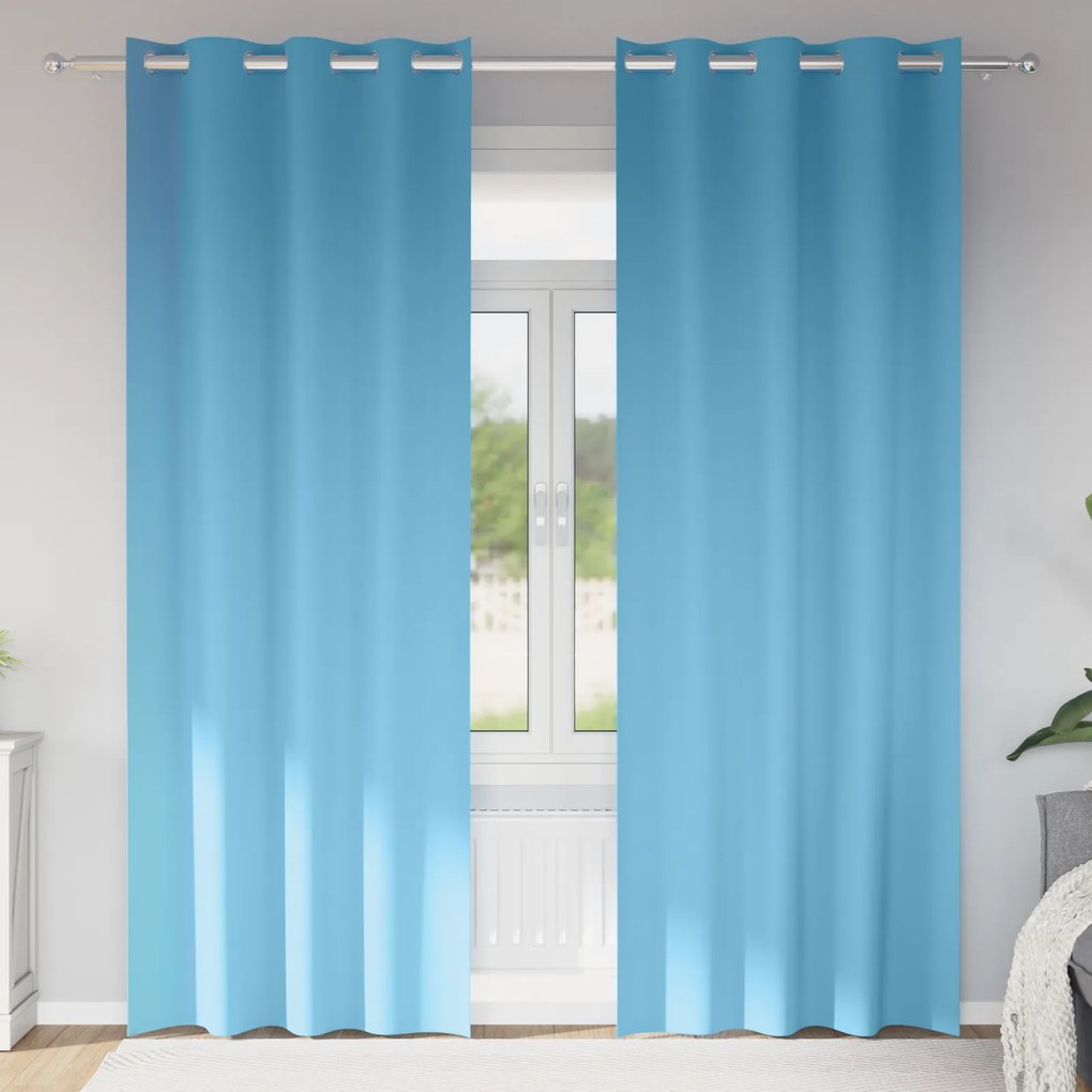 vidaXL Cortinas com cortinas 2 pcs Azul claro 260 x 140 cm Poliéster