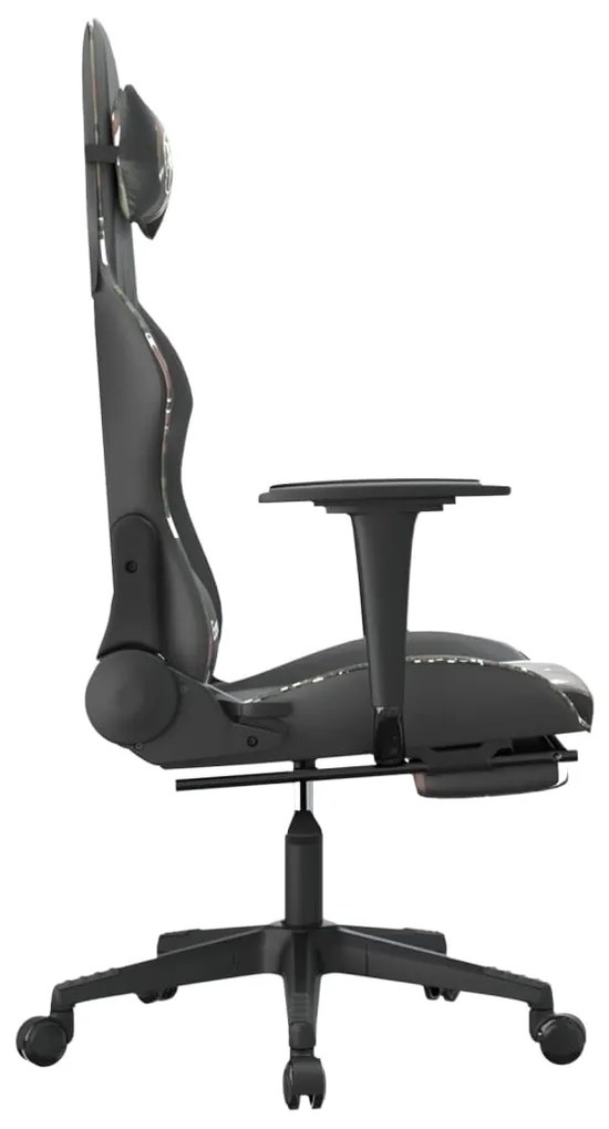 Cadeira gaming massagens apoio pés couro artif preto/camuflagem